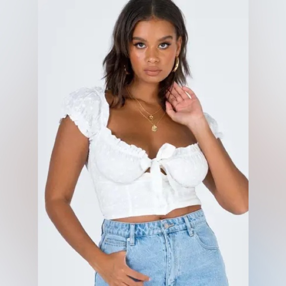 Princess Polly Elouise Crop Top Brodierie Corset XS